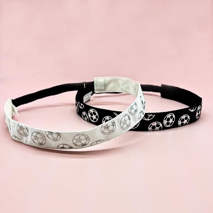 FROG SAC 4 Adjustable Headbands Girls, Christmas Halloween Easter Cheetah Gymnastics Head Band, Leopard Cheetah Stretch Elastic Fabric Thin No Slip Athletic Sport Soccer Kids (Soccer 2)