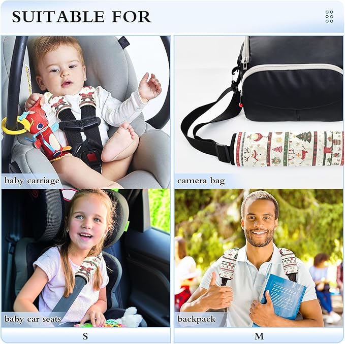 Cute Christmas Santa Claus Snowman Seat Belt Covers 2 Pack Comfortable Car Seat Strap Pads Shoulder Pad Auto Interior Accessories for Adults Kids