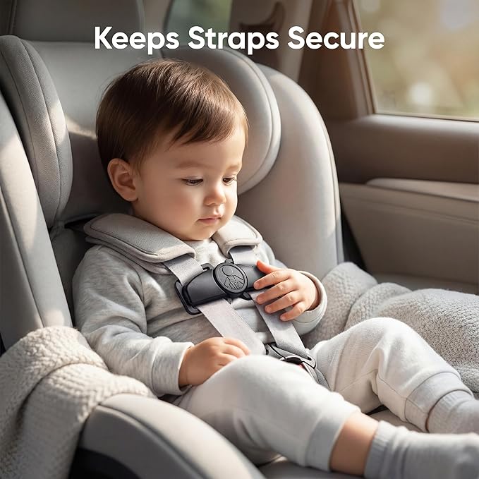 Anti Escape Car Seat Buckle Guard & Chest Harness Clip Lock - Child Safety Buckle Lock for Kids, Toddler, Stroller and Car Seat Belt (Style B, Gray 1 Pack)
