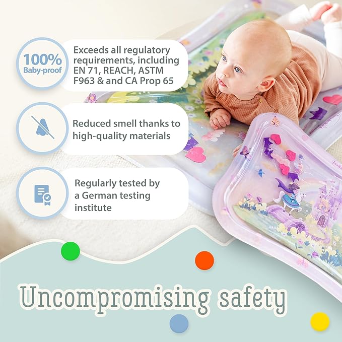 Premium Water Play Mat XXL – Award-Winning Inflatable Tummy Time Water Mat – Sensory & Motor Development Designed by Professional Educators – Certified 100% Baby-Safe Materials - Pink