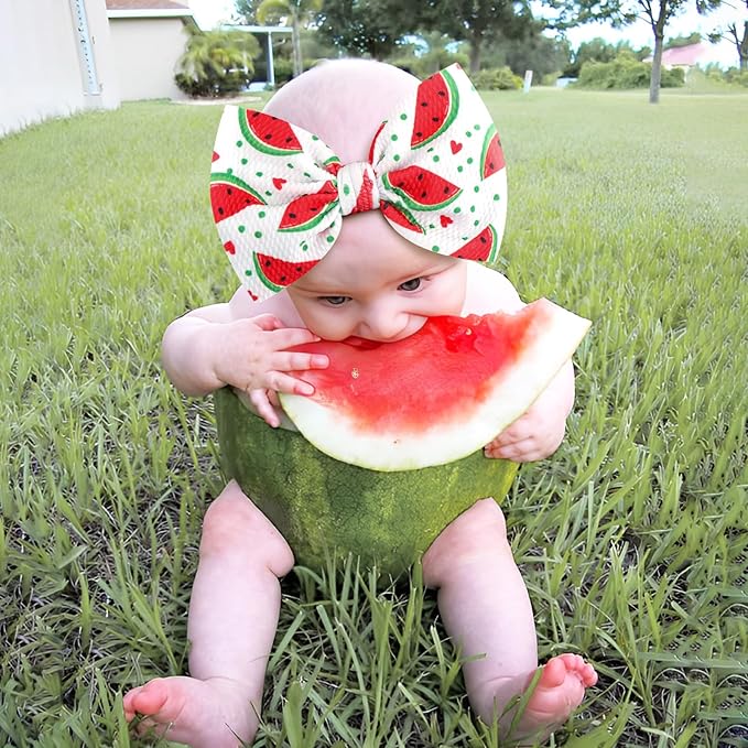 YanJie Watermelon Bow Headband for Girls Newborn Infants Toddlers - Red, 1 Count