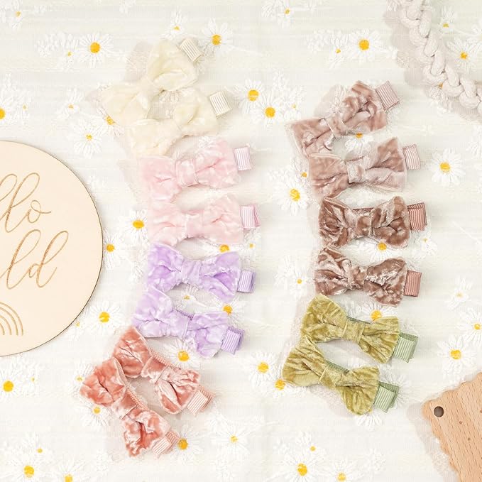 CÉLLOT Baby Bows Velvet Hair Bows with Fully Lined Hair Clips Hair Accessories for Baby Girls Infants and Toddlers