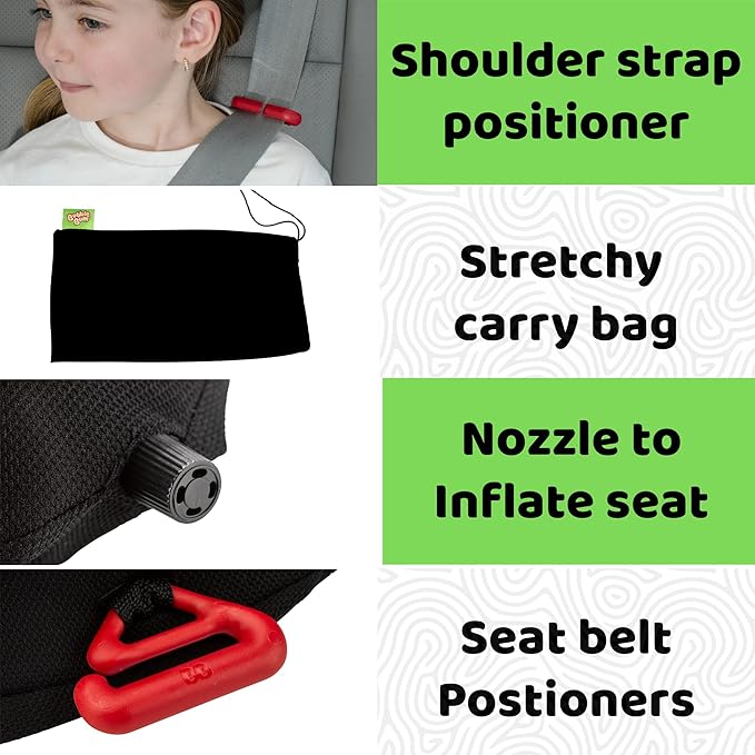 bubblebum Twin Pack Inflatable Backless Booster Car Seat, Portable Travel Booster Seat, Booster Seats for Cars 40-100LBS - Black