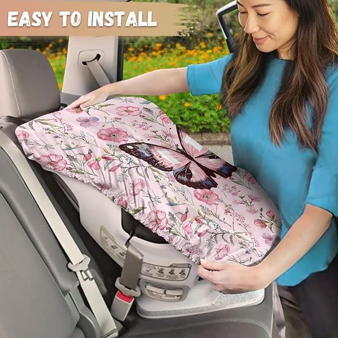 XYZCANDO Butterfly Car Seat Covers for Babies Boy Elegant Cooling Car Seat Cover Baby Dustproof Baby Car Seat Shade Cover Portable Car Seat Sun Cover for Baby Car Accessories Gift for Her