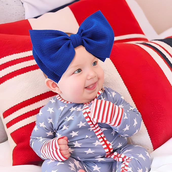 YanJie 7'' 2pcs Baby Girl Headbands 4th of July Independence Day Hair Bands for Kids Toddlers Infants Newborns Girl Outfits