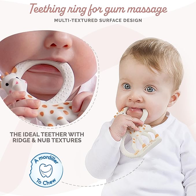 Sophie la girafe Teething Ring | Made from Natural Rubber | Designed for Teething Babies | Awaken All 5 Senses | Easy to Clean