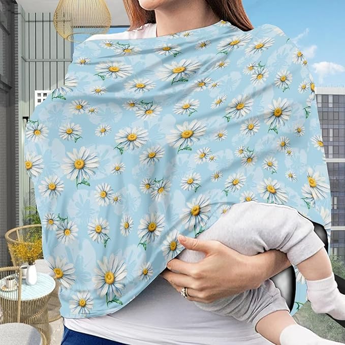 LedBack Floral Car Seat Covers Daisy Carseat Canopy for Babies Breastfeeding Covers, Boys and Girls Lightweight and Breathable Carseat Canopy