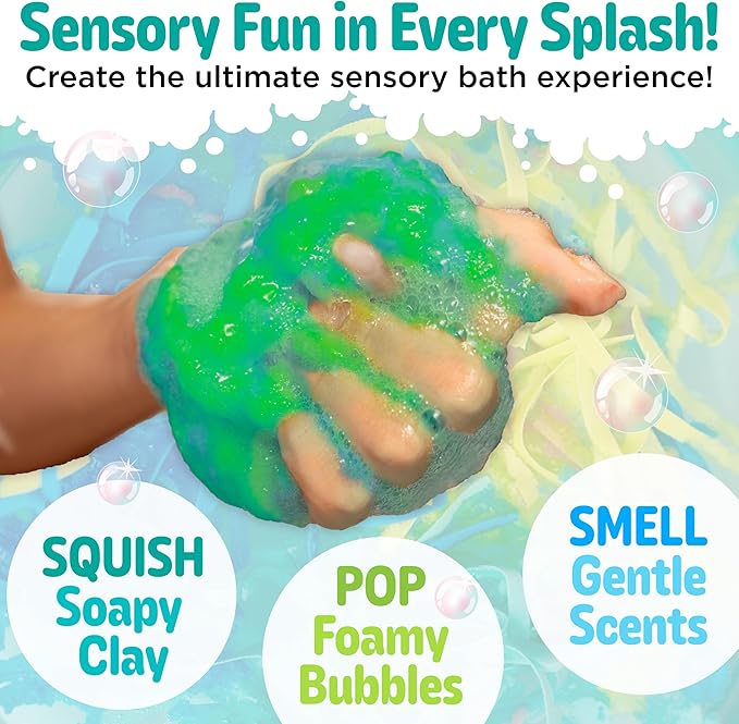 Creativity for Kids Soap Noodles Dragon’s Dinner Bath Set | Sensory Bath Toys for Kids | Mix, Layer & Play with Colorful Soap Noodles, Foamy Soap Sauce & Confetti (Ages 3+)