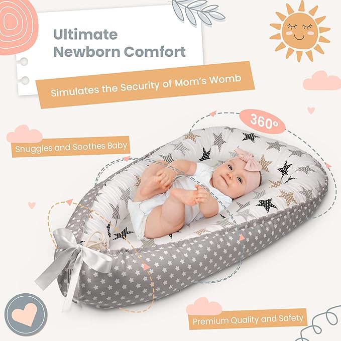 Baby Lounger - Breathable & Soft Baby Lounger for Newborn 0-24 Months, Soft Portable Baby Lounger Pillow, Newborn Babies Essentials, Snuggle Lounger Me