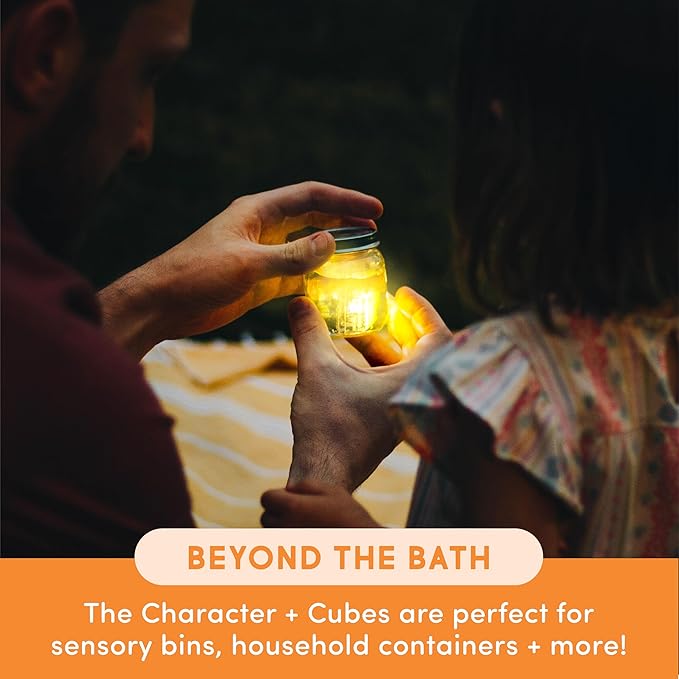 Glo Pals x Sesame Street Water-Activated Bath Toy with 6 Reusable Light-Up Cubes for Sensory Play (Big Bird, Cubes with Character)