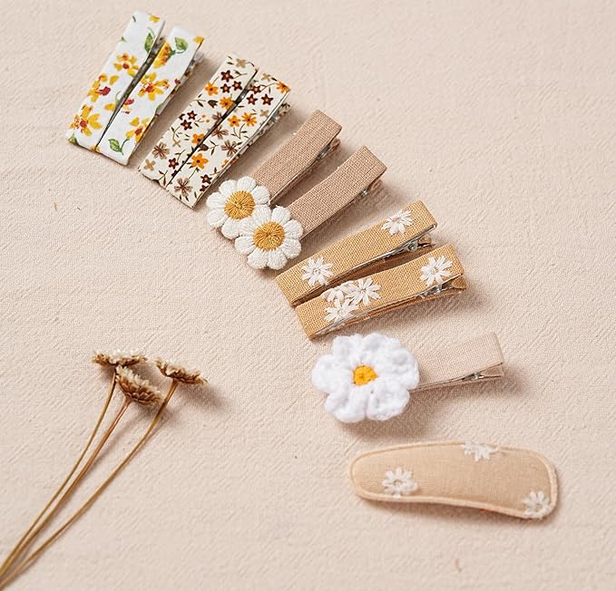 16 Pcs Hair Clips for Girls with Bows Butterfly Flower,2" Fully Lined Alligator Clips and Barrettes,Handmade Hair Accessories for Baby Toddler Young Kids School Age Girls Gifts