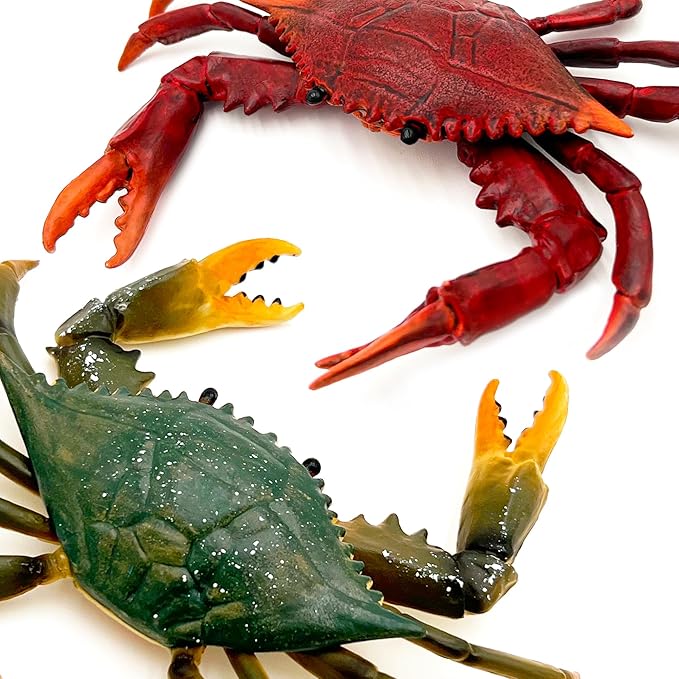 Gemini&Genius Crabs Animal Figures Marine Toys Realistic Sea Animal Action Figures Ocean Model Toy Stocking Stuffers, Role Play, Swim, Bath Toys for Kids