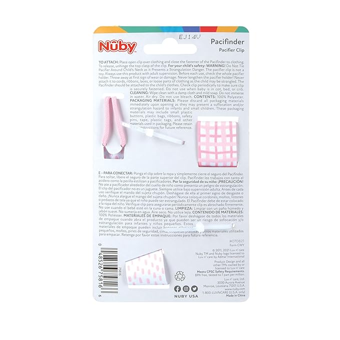 Nuby Infant's 2-Pack Pacifinder Pacifier Clips, Colors May Vary