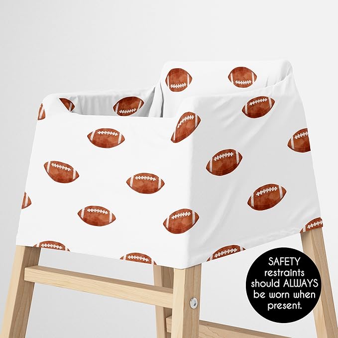 Sweet Jojo Designs Brown White Football Boy Infant Baby Car Seat Cover Nursing Breastfeeding High Chair Shopping Cart Stroller Carseat Canopy Carrier Multipurpose Use for Sports Themed Collection