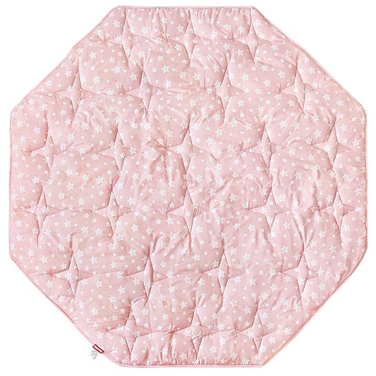 Octagon Playpen Mat Pink for Girls, Non Slip Baby Playpen Mattress Mat Fits 8 Panel Regalo Extra Large Portable Play Yard, Pink Star Print Playard Pad for Girls