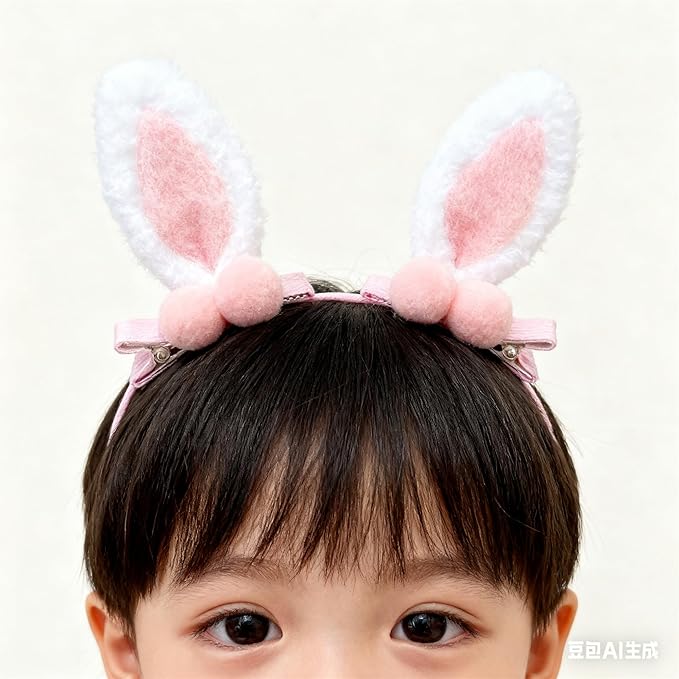 Easter Bunny Hair Clips Bunny Ears Easter Headbands Baby Girls Flower Crown Spring Bunny Hair Accessories(F80-B)