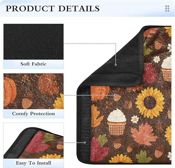 2 Pack Seatbelt Covers Seat Belt Cover Pad for Adults Boys Girls Car Seat Strap Covers Pads Cushion Universal Shoulder Strap Pad Protector for Backpack Camera Bag 6.5 Inch Sunflowers Maple Leaves Pump