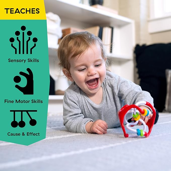 Baby Einstein Slide & Swirl Sensory Ball, Multisensory Baby Toy with Textured Beads, Rattle Sounds & Easy-Grip Design, Ages 3 Months+
