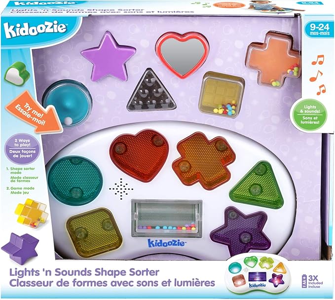 Kidoozie Lights ‘n Sounds Shape Sorter - Toddler Toy for Ages 9-24 Months - Helps Develop Hand-Eye Coordination and Problem Solving Skills!