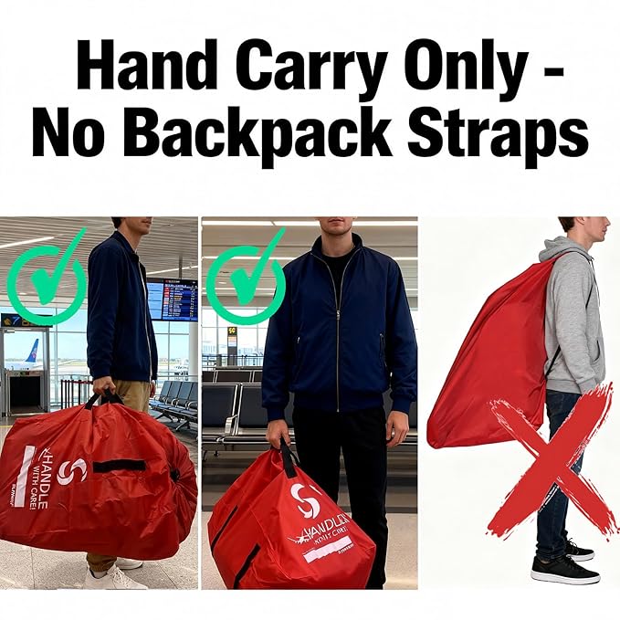 SLYNNAR Car Seat Travel Bag for Airplane - Fits Convertible Car Seats, Infant carriers & Booster Seats, Red Upgrade (Red Upgrade)