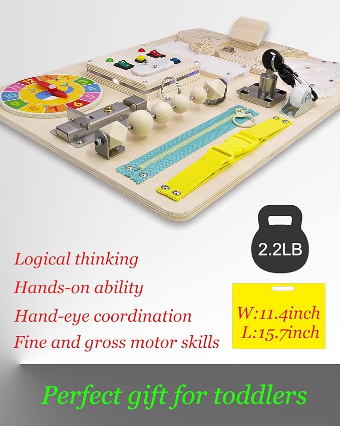 Busy Board for Toddlers Wooden Sensory Activity Boards Montessori Busy Toys Light Switch Toy Gift Educational Toys