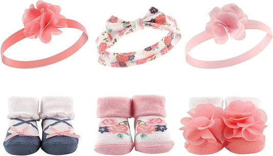 Hudson Baby Girl's Headband and Socks Giftset