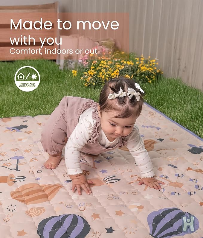 Baby Play Mat 50x50 Playpen Mat Foldable Washable Padded Thick Non Slip Crawling Tummy Time Rug Carpet for Babies Boys Girls Toddlers Soft Mat for Floor Nursery Gym Infant Cushion Beige