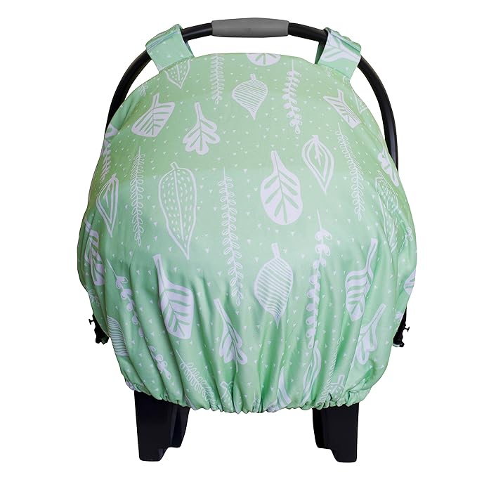 Car Seat Canopy Stroller Covers for Infant Boy and Girl Babies Stretchy and Kick Proof with Net Multi Use Soft and Breathable (Green Foliage)