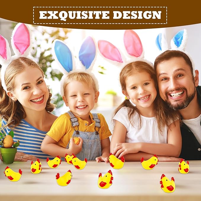 80 Pcs Rubber Chickens Bath Toys Yellow Mini Chicks Squeezable and Squeak Toys Bulk Floating Rubber Chickens for Boy Girl Baby Shower Birthday Swimming Pool Party Favors Gifts
