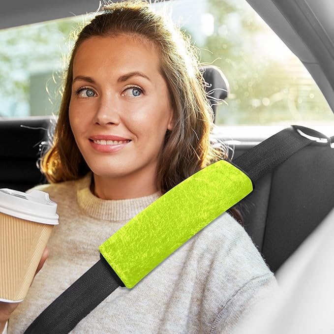 ODAWA Light Lime 2PCS Car Seatbelt Cover, Soft Seat Belt Shoulder Pad Harness Pads, Flannel Car Seat Protector Pad Universal for Truck, Car, SUV 10 x 7.7 in