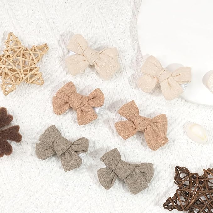 CÉLLOT 40 Pieces 2inch Girls Hair Bows Linen Fabric Bows Alligator Clips Hair Accessories for Baby Toddlers and Infants（20 Pairs Mini Bow）