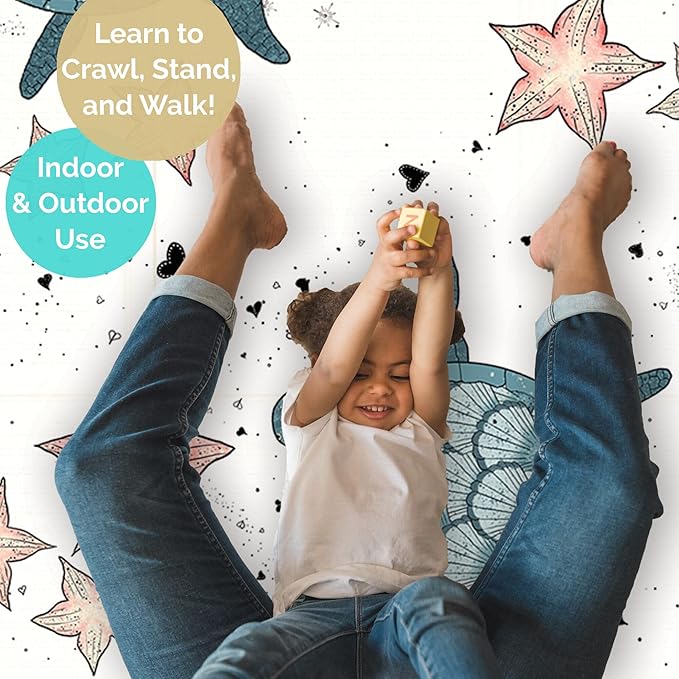 JumpOff Jo Foldable Foam Play Mat – Large Waterproof Baby & Toddler Activity Floor Mat, Double-Sided 70 x 59 Inch Play Surface