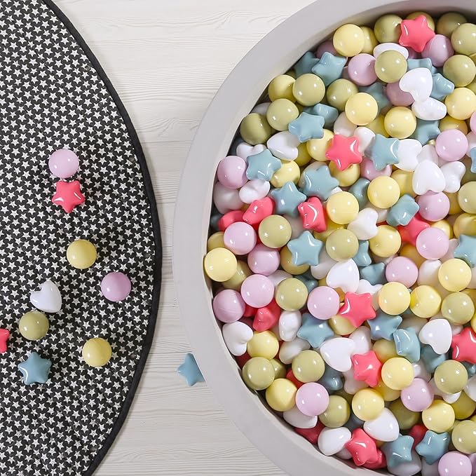 GOGOSO Ball Pit Balls,Plastics Balls for Ball Pit, Stars Hearts Shape for PastelBall for Toddlers Kids
