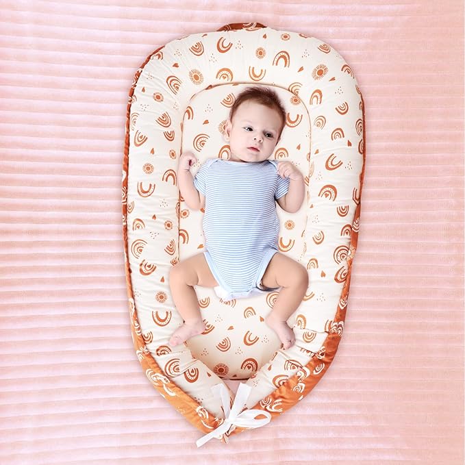 Lounger Cover, Nest Cover, Portable Nest Soft & Breathable Cotton Infant Floor Seat (Rainbow Pattern)