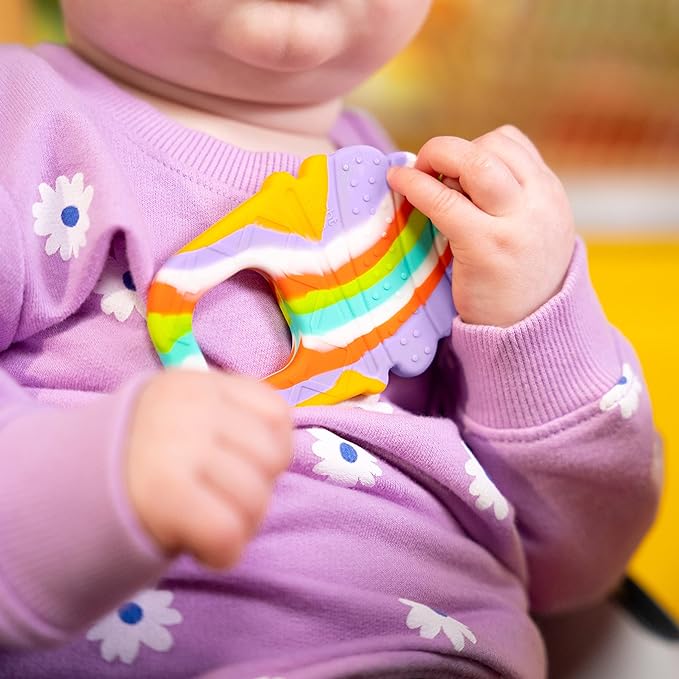 Bright Starts Soothing Soft Serve Silicone Teether, Easy-Grasp Ice Cream Cone, BPA Free, Unisex, 3 Months+ (Pack of 2)