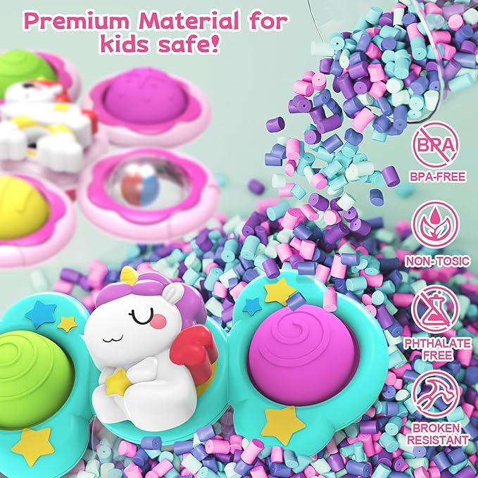 3PCS Suction Cup Spinner Toys for 1 Year Old Girls Boys, Baby Bath Toys,Spinners for Kids Sensory Toys for Toddlers 1-3,Toddler Girl Birthday Gifts