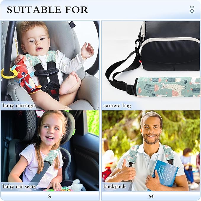 CHIFIGNO Cute Cartoon Llamas Cactus Seat Belt Cover Pad 2 Pack Car Seat Strap Pads Fashion Car Seat Shoulder Strap Pads for Car Bag