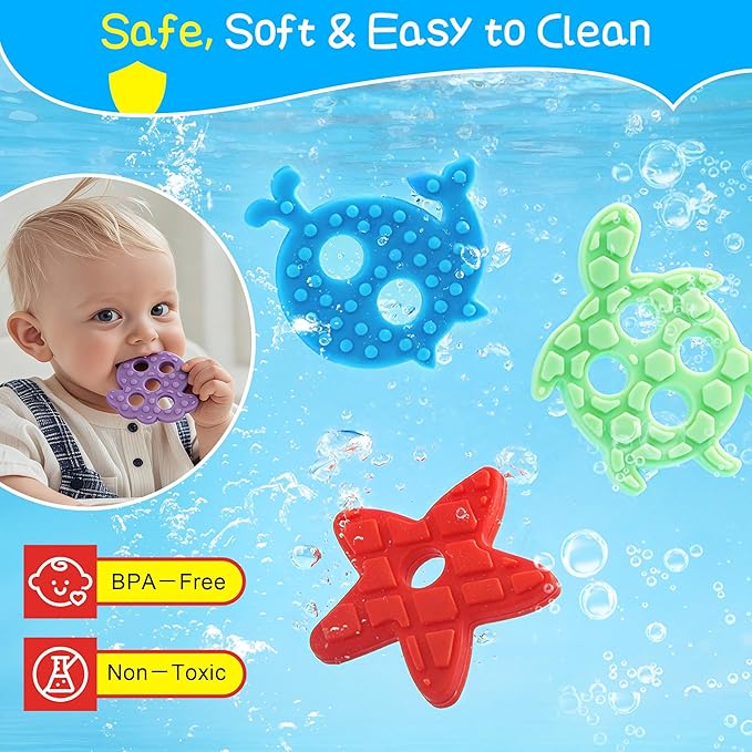 Silicone Blocks for Toddlers Aged 1-3 2-4, Montessori Toys for 1 Year Old Boy Girl Gifts, Sorting & Stacking Toy Soft Textured Educational Learning Toddler Baby Toys
