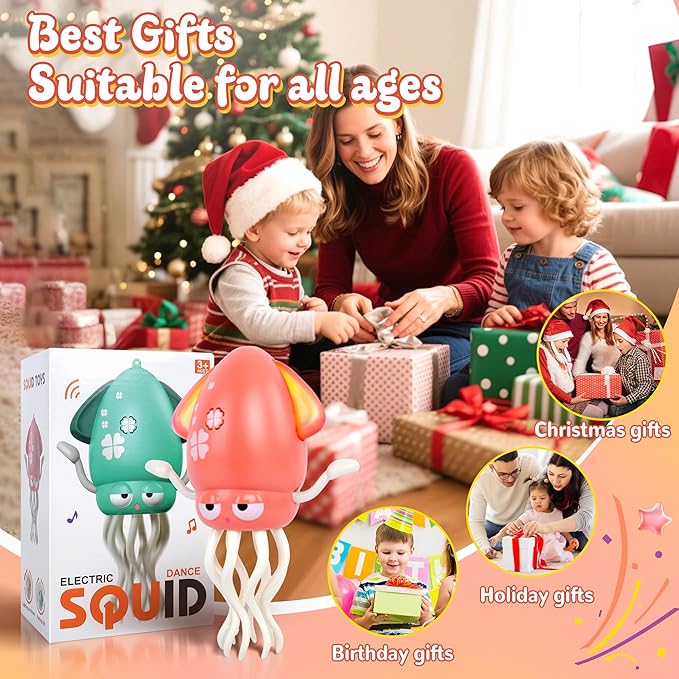 Sachie Dancing Octopus Baby Toy – Electric Crawling Octopus with Music & Lights, Rechargeable Sensory Toy for Infants & Toddlers, Fun Learning Gift for Boys & Girls(Pink)