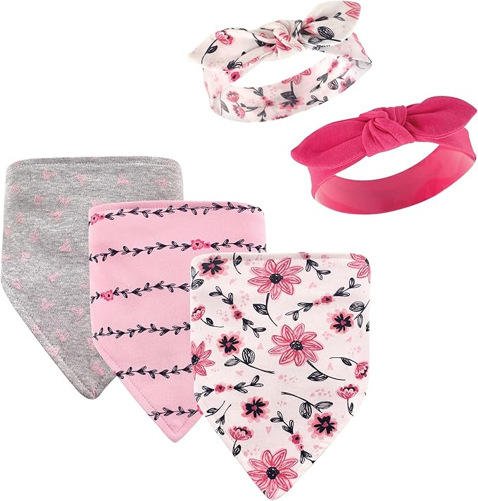 Hudson Baby Unisex Baby Cotton Bib and Headband Set