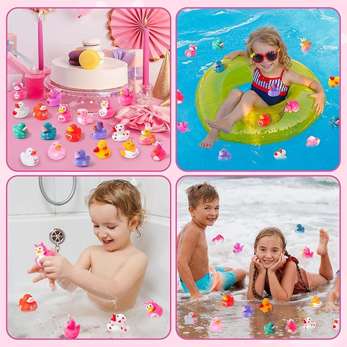 Haooryx Valentine‘s Day Rubber Duck Toys - 30 Pcs Novelty Squeeze Duck Bulk Assorted Cute Duckies Bath Toy Bathtub Decoration for Baby Shower Valentines Birthday Gift Wedding Party Goodie Bag Fillers