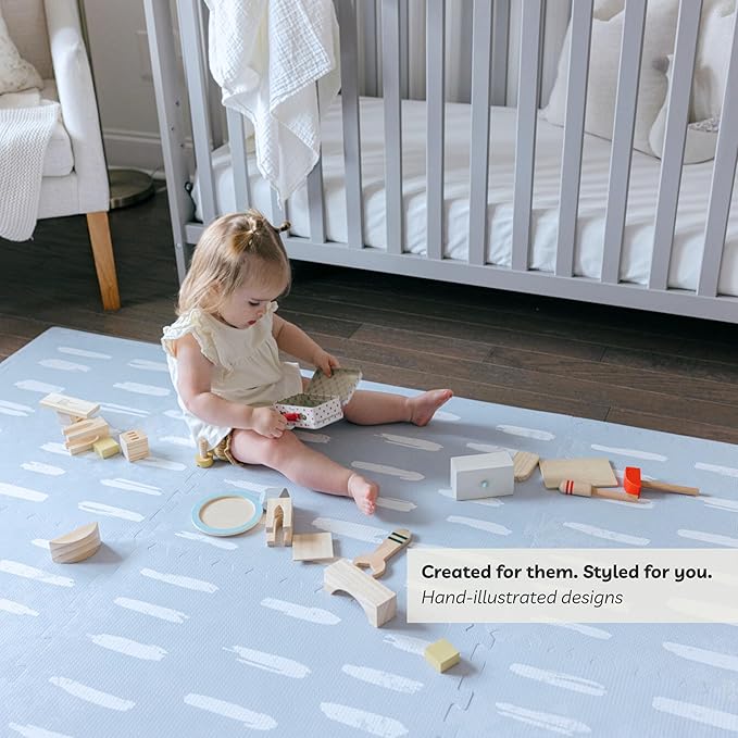 Little Landings Baby Play Mat for Floor - Shoreline (4x6ft) - Premium EVA Foam Play Mat for Babies & Toddlers (Ages 0-5+) Non-Toxic Playmat for Tummy Time, Crawling & Playroom - Stylish & Comfortable