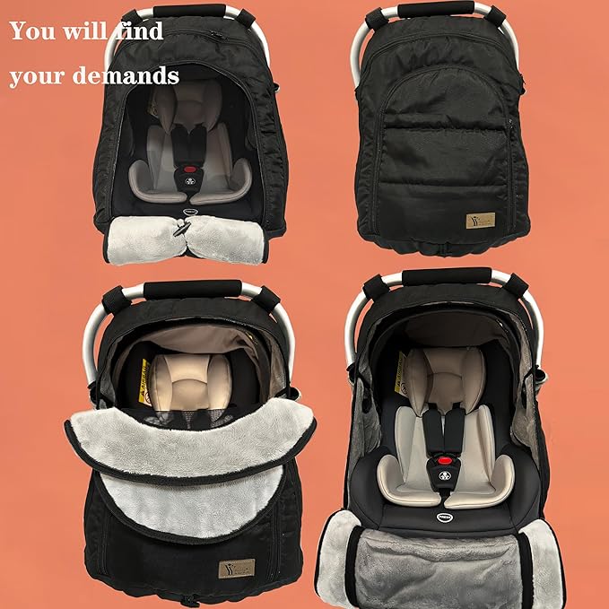 Car Seat-Covers for Babies Winter - Heavy-Warm Baby Car Seat Cover for Boy Girl Cold Weather Shield Protection,Waterproof Covers Windproof Keep Baby Cozy with Earflap for More Breathable