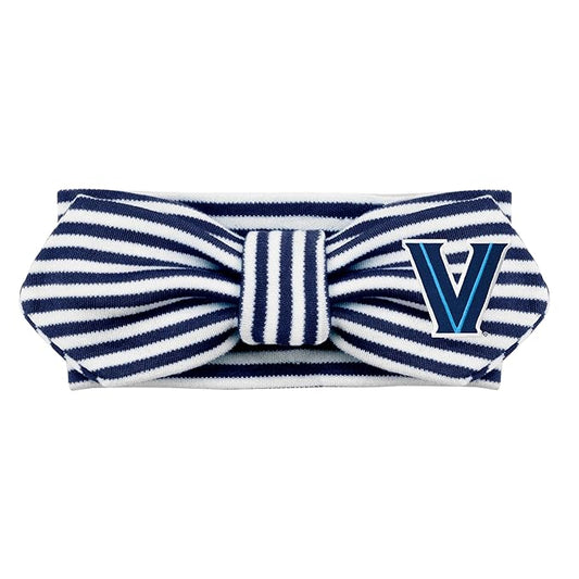 Creative Knitwear Villanova Wildcats Infant Girls Navy/White Striped Hair Knot Headband Embroidered Logo - Size Newborn - 4T