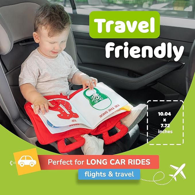 deMoca Busy Book for Toddlers 1-3, Quiet Montessori Airplane Activity Book, Travel Learning Toy Board for 1 Year Old, Gift for Boys and Girls
