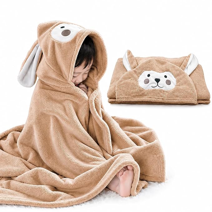 ROMASA Baby Bath Towel Hooded Ultra Soft Towel Highly Absorbent Bathrobe Blanket Toddlers Shower Gifts for Boys Girls-27.5" x 55" (Kaqi)