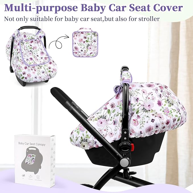 GFU Baby Car Seat Head Support for Newborn, 2 in 1 Infant Car Seat Head Body Support with Strap Pads & Baby Car Seat Cover Winter, Windproof Carseat Covers for Newborn with 2 Layers Window
