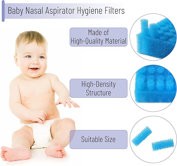 Baby Nasal Aspirator Hygiene Filters with Tweezer, 100 Pack, Nasal Suction Filters for Babies