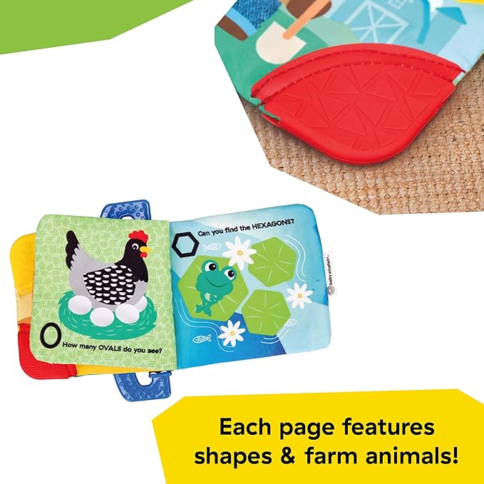 Baby Einstein Farm Explorers Shapes at The Farm Teether Book, Multisensory, Ages Newborn and Up