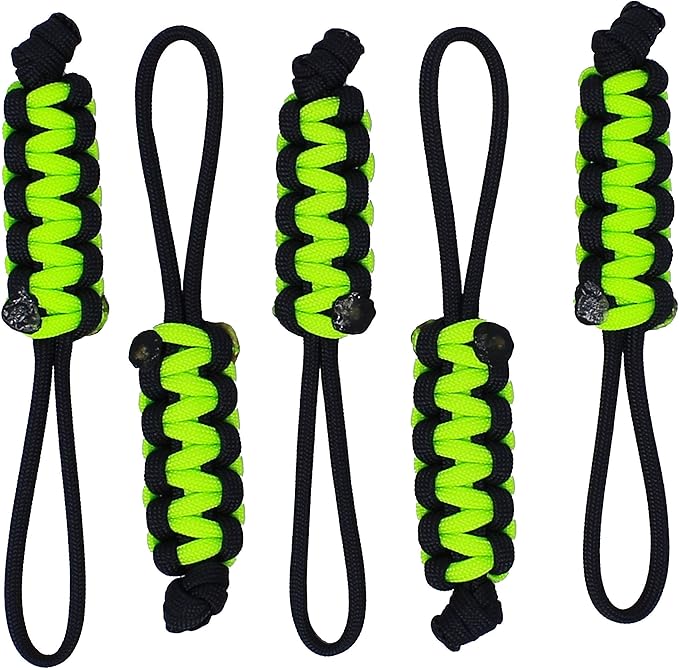 BubbasGarageTv - Large Heavy Duty Paracord Zipper Pulls (Lime Green)